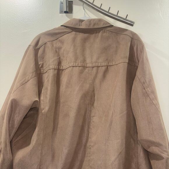 Bugatchi Uomo Tan Suede Jacket- Lightweight Zip Button Jacket – Size XL - Picture 6 of 15